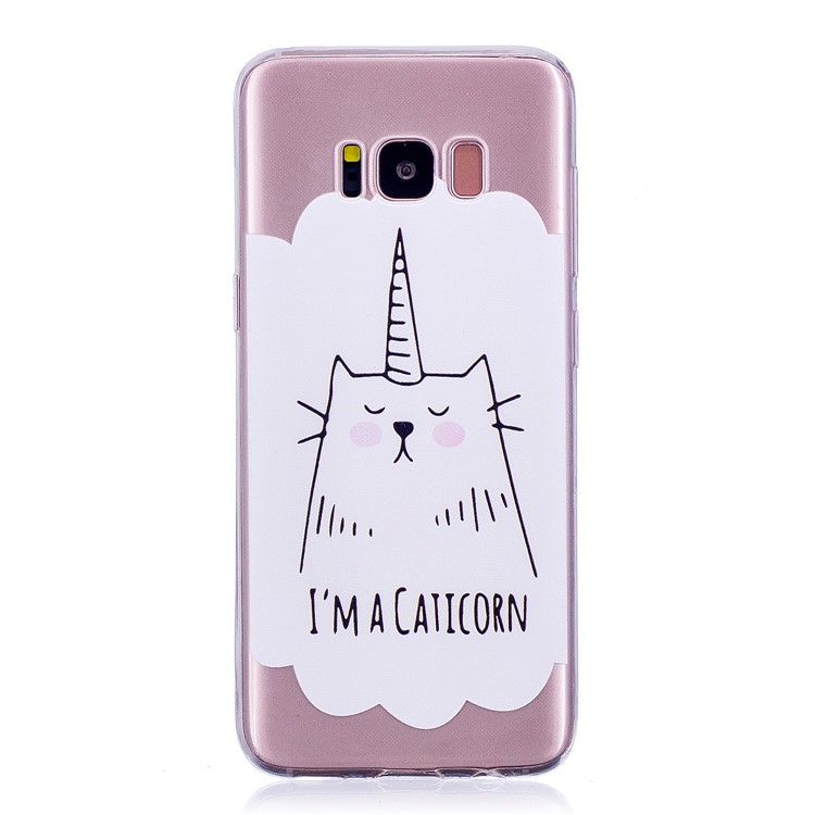 Patterned Leather Wallet Mobile Casing for Samsung Galaxy S8+ SM-G955 - Black and White Cats-1