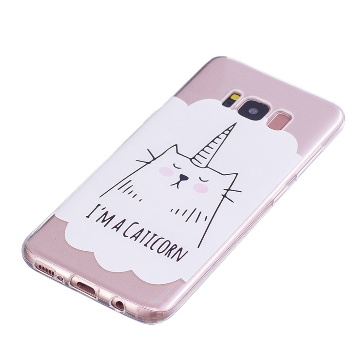 Patterned Leather Wallet Mobile Casing for Samsung Galaxy S8+ SM-G955 - Black and White Cats-2
