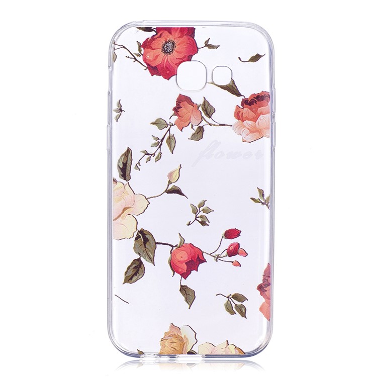 Printing Pattern Leather Wallet Stand Case for Samsung Galaxy A3 (2017) - Peonies-1
