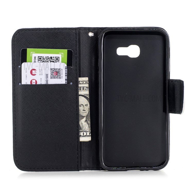Pattern Printing Wallet Leather Stand Case for Samsung Galaxy A5 (2017) - Black and White Cat-6