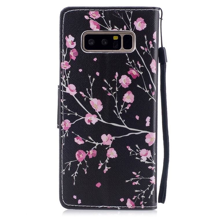 Pattern Printing Leather Wallet Case for Samsung Galaxy Note 8 SM-N950 - Pink Flowers-2