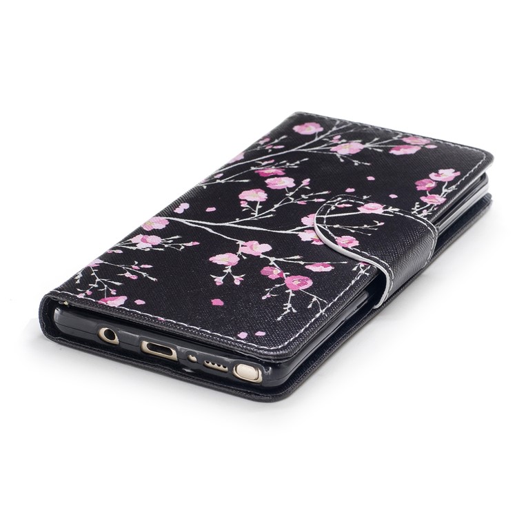 Pattern Printing Leather Wallet Case for Samsung Galaxy Note 8 SM-N950 - Pink Flowers-4