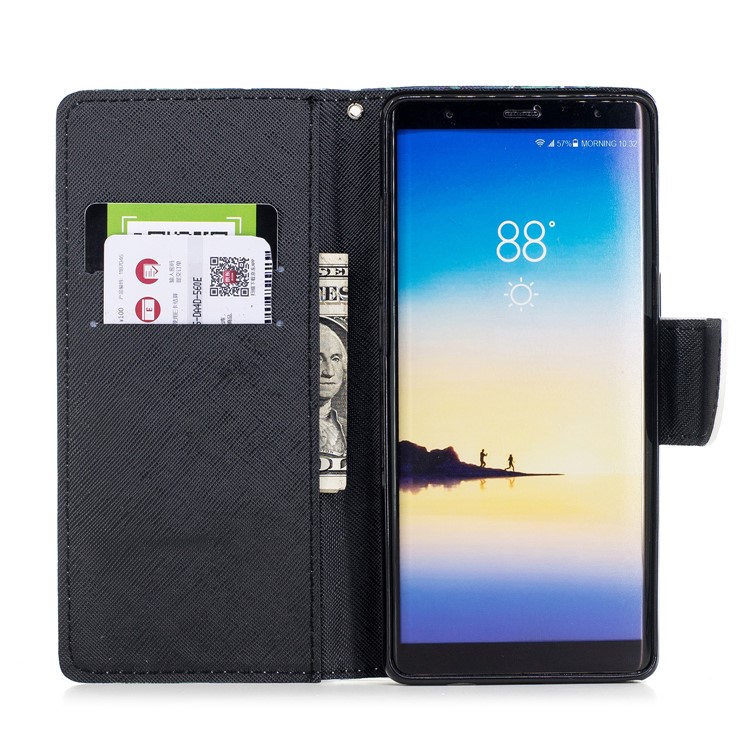 Pattern Printing Leather Wallet Case for Samsung Galaxy Note 8 SM-N950 - Pink Flowers-6
