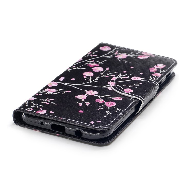 Pattern Printing Leather Wallet Casing for Samsung Galaxy J7 Pro (2017) / J7 (2017) EU Version - Pink Flowers-4