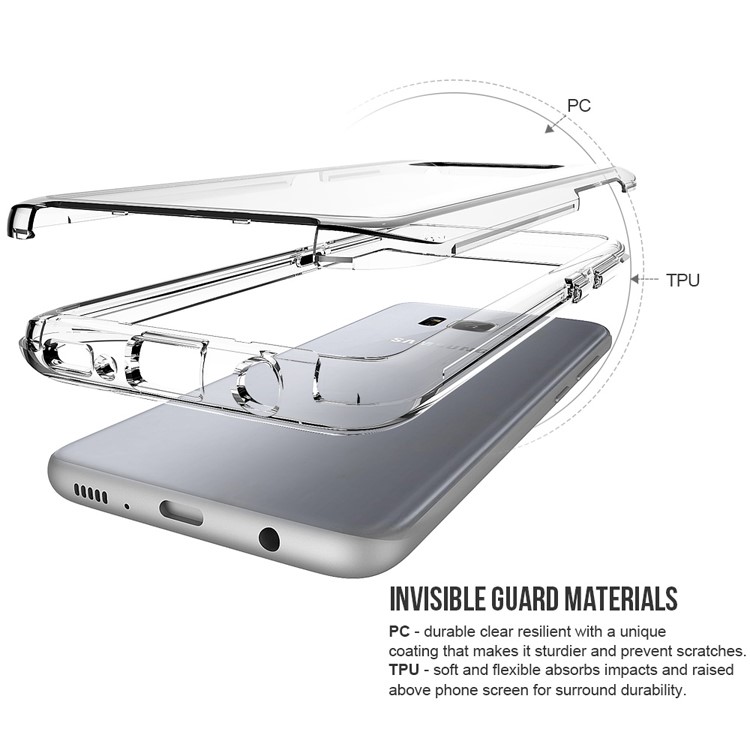 Clear PC Back + TPU Frame Hybrid Protective Cover for Samsung Galaxy S8 Plus G955 - Transparent-2