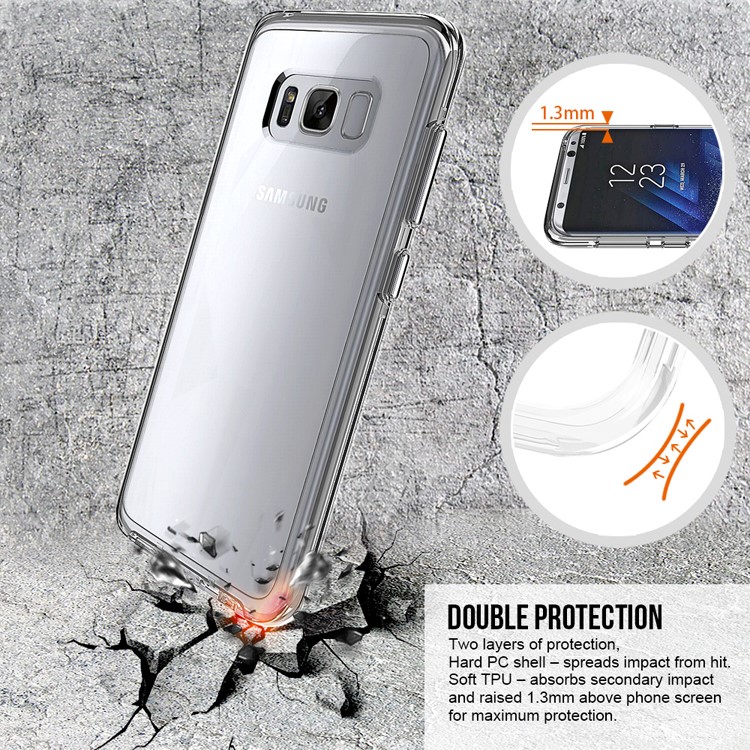 Clear PC Back + TPU Frame Hybrid Protective Cover for Samsung Galaxy S8 Plus G955 - Transparent-5