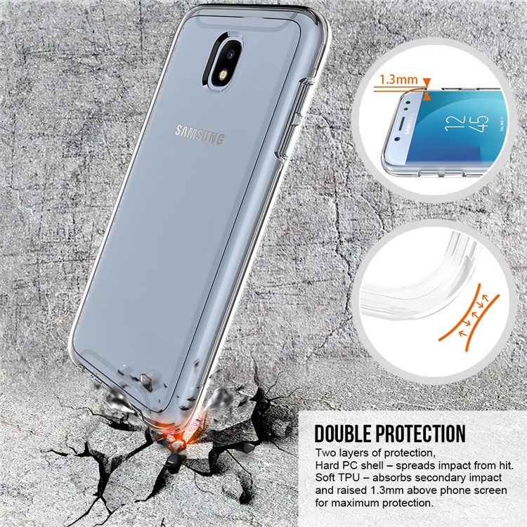 Clear PC Back + TPU Frame Hybrid Phone Protective Casing for Samsung Galaxy J7 (2017) EU Version / J7 Pro (2017) - Transparent-4