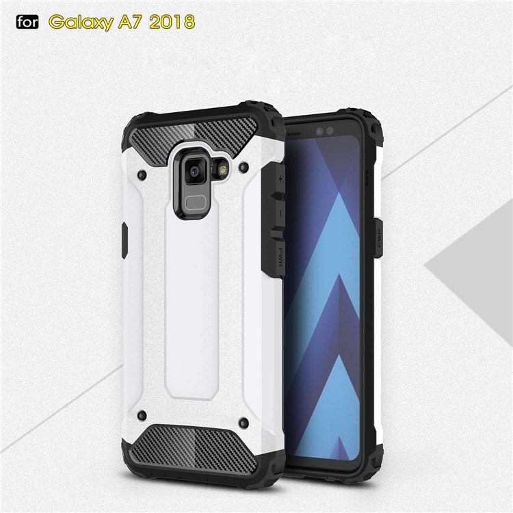 

Armor Guard Plastic + TPU Hybrid Phone Case for Samsung Galaxy A8+ (2018) - White, Galaxy A8+ (2018)