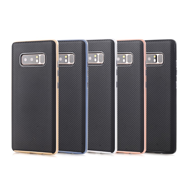 Twill Hybrid PC Bumper + TPU Back Case for Samsung Galaxy Note 8 SM-N950 - Black-3