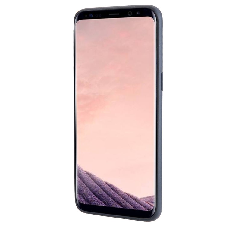 Leather Coated TPU Case with Kickstand Built-in Magnetic Sheet for Samsung Galaxy S8 G950 - Black-3
