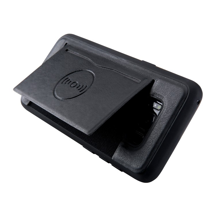 Leather Coated TPU Case with Kickstand Built-in Magnetic Sheet for Samsung Galaxy S8 G950 - Black-4