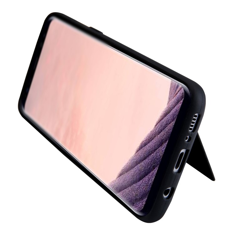Leather Coated TPU Case with Kickstand Built-in Magnetic Sheet for Samsung Galaxy S8 G950 - Black-5