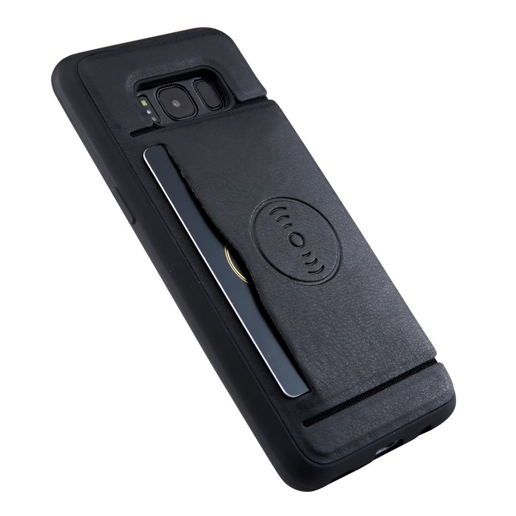 Leather Coated TPU Case with Kickstand Built-in Magnetic Sheet for Samsung Galaxy S8 G950 - Black-6