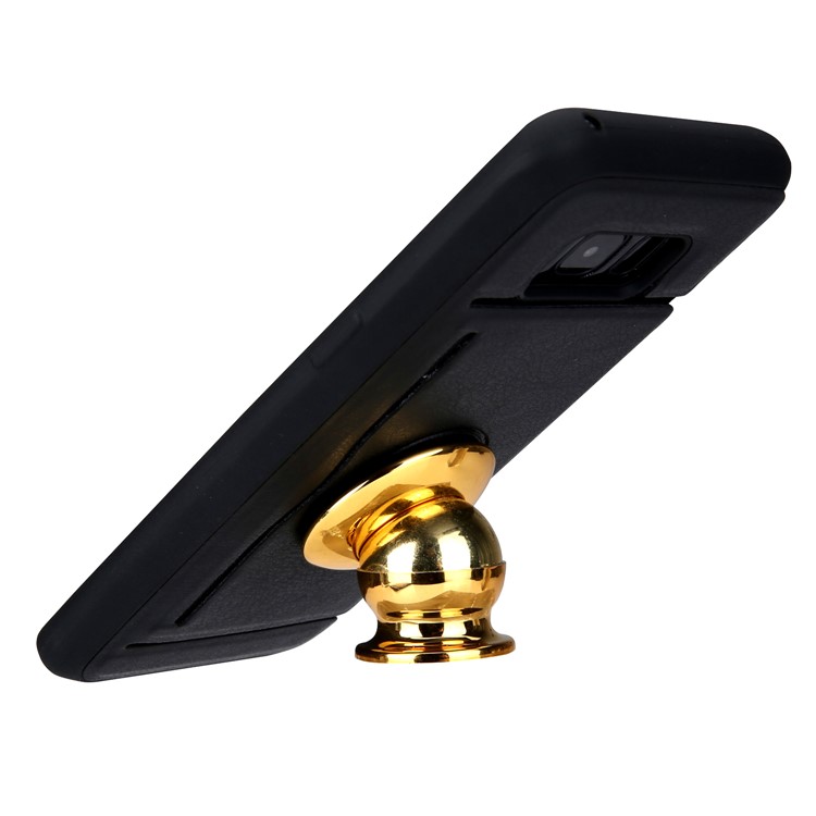 Leather Coated TPU Case with Kickstand Built-in Magnetic Sheet for Samsung Galaxy S8 G950 - Black-7