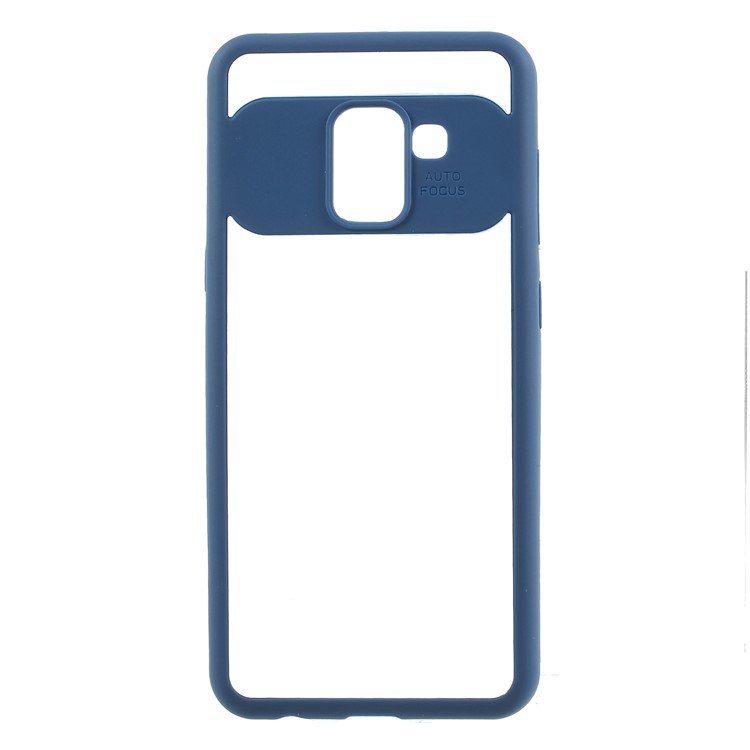 

For Samsung Galaxy A8 (2018) Silicone Frame + Transparent Acrylic Combo Phone Shell - Blue, Galaxy A8 (2018)
