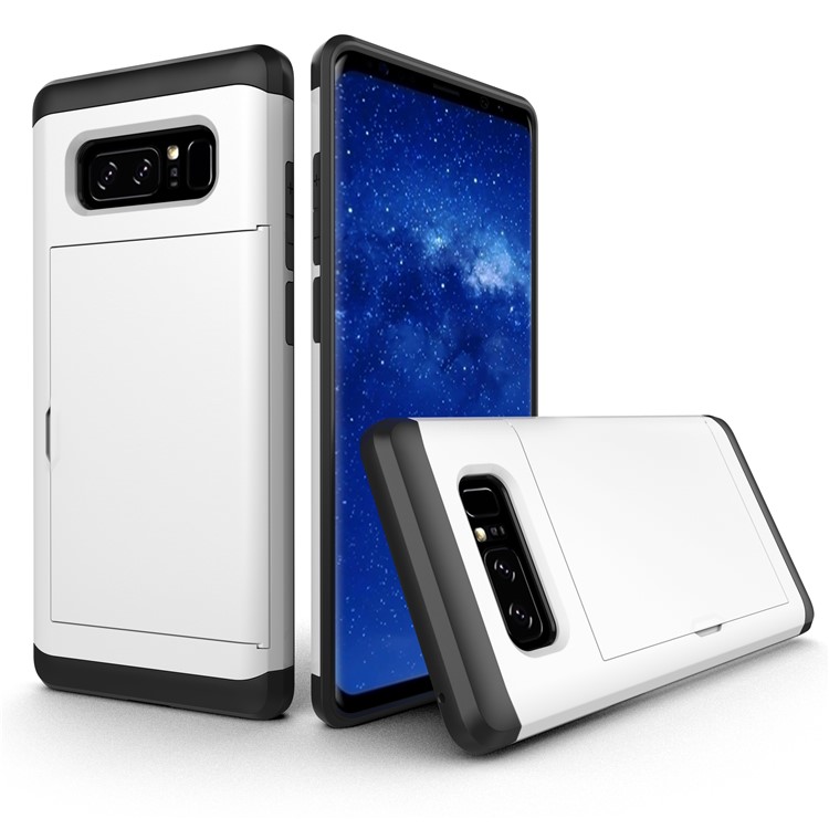 

Hidden Card Holder PC + TPU Hybrid Mobile Cover for Samsung Galaxy Note 8 N950 - White