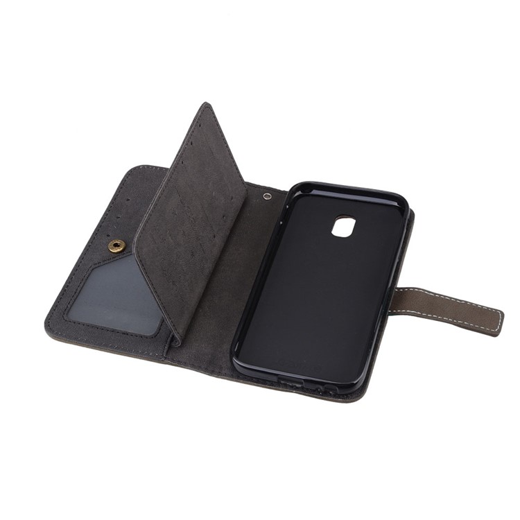 For Samsung Galaxy J3 (2017) EU Version / J3 Pro (2017) Matte Wallet Stand Leather Cellphone Shell with 9 Card Slots - Brown-10