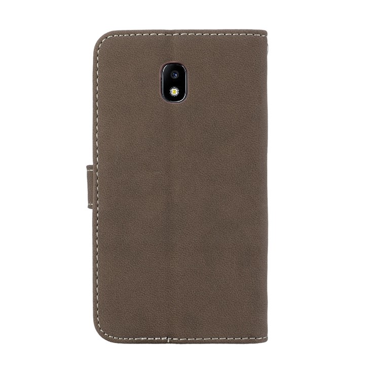 For Samsung Galaxy J3 (2017) EU Version / J3 Pro (2017) Matte Wallet Stand Leather Cellphone Shell with 9 Card Slots - Brown-4