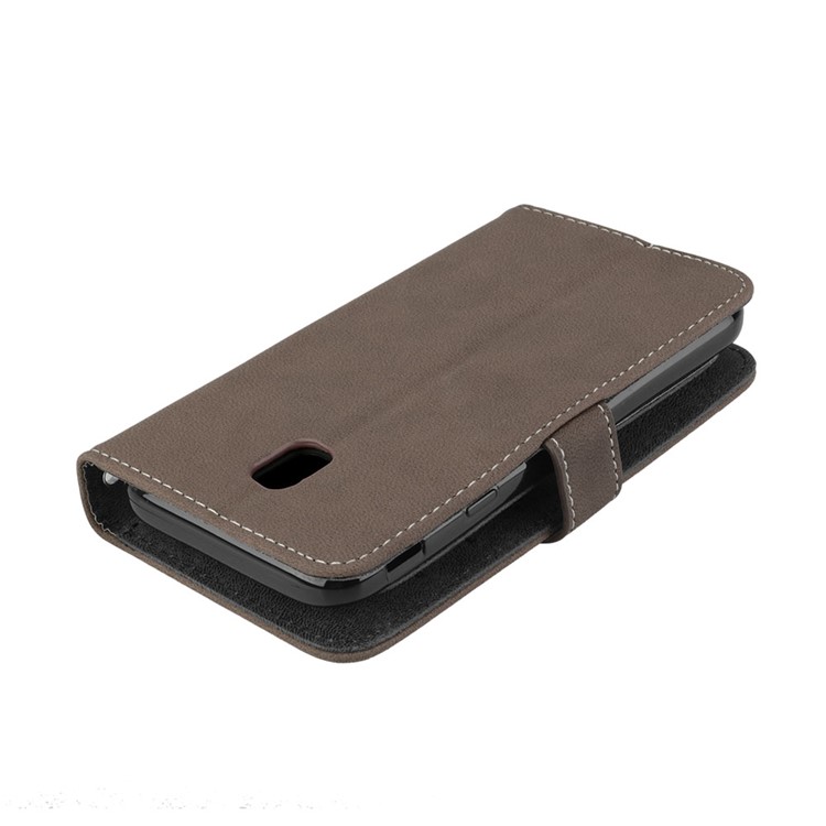 For Samsung Galaxy J3 (2017) EU Version / J3 Pro (2017) Matte Wallet Stand Leather Cellphone Shell with 9 Card Slots - Brown-5