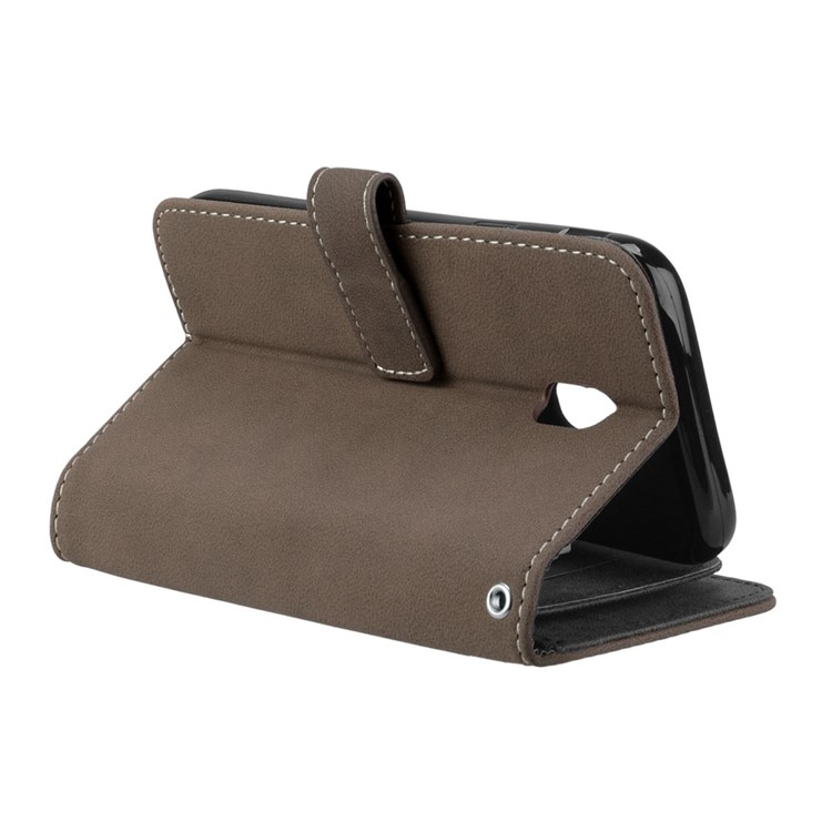 For Samsung Galaxy J3 (2017) EU Version / J3 Pro (2017) Matte Wallet Stand Leather Cellphone Shell with 9 Card Slots - Brown-7