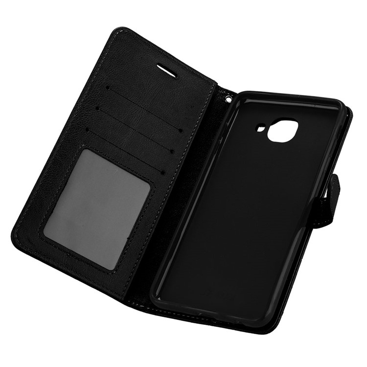Pure Color Crazy Horse Wallet Stand Protective Leather Case for Samsung Galaxy J7 Max - Black-10