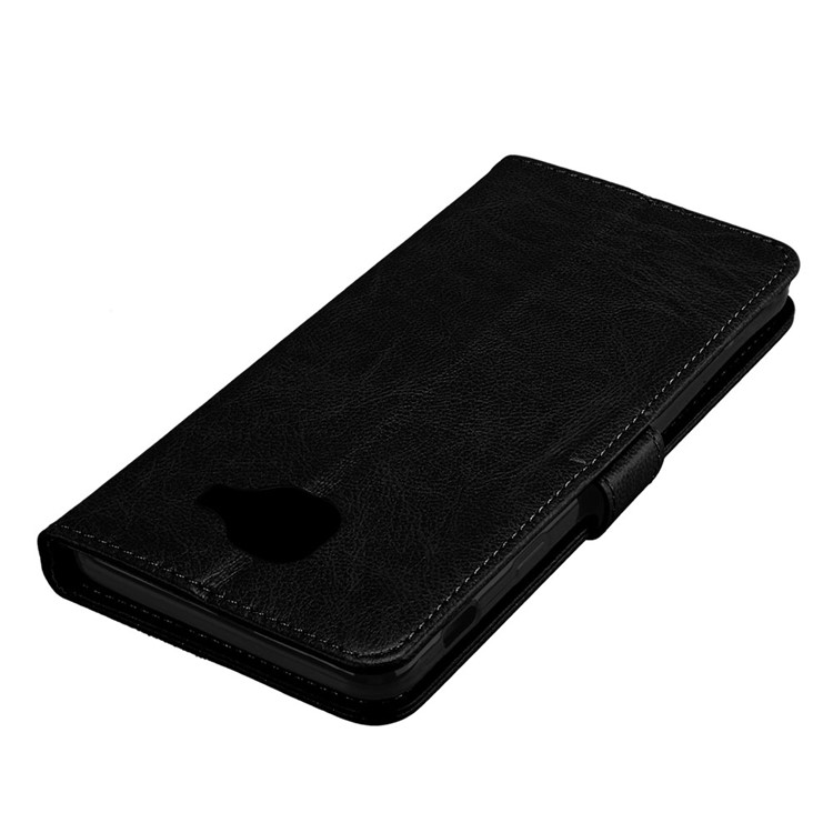 Pure Color Crazy Horse Wallet Stand Protective Leather Case for Samsung Galaxy J7 Max - Black-12