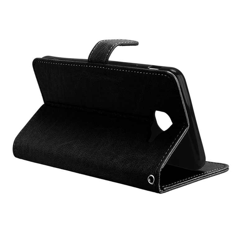 Pure Color Crazy Horse Wallet Stand Protective Leather Case for Samsung Galaxy J7 Max - Black-14