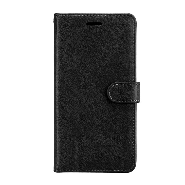 Pure Color Crazy Horse Wallet Stand Protective Leather Case for Samsung Galaxy J7 Max - Black-4