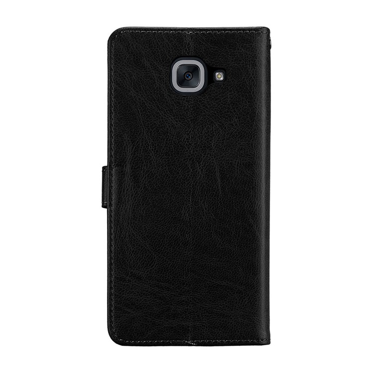 Pure Color Crazy Horse Wallet Stand Protective Leather Case for Samsung Galaxy J7 Max - Black-5
