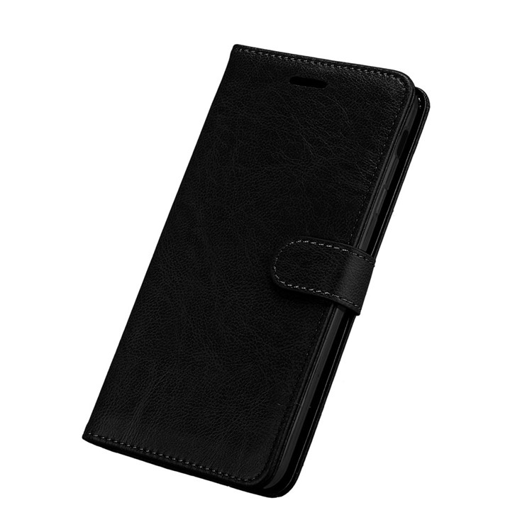 Pure Color Crazy Horse Wallet Stand Protective Leather Case for Samsung Galaxy J7 Max - Black-6
