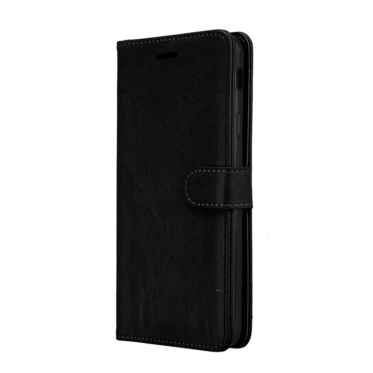 Pure Color Crazy Horse Wallet Stand Protective Leather Case for Samsung Galaxy J7 Max - Black-7