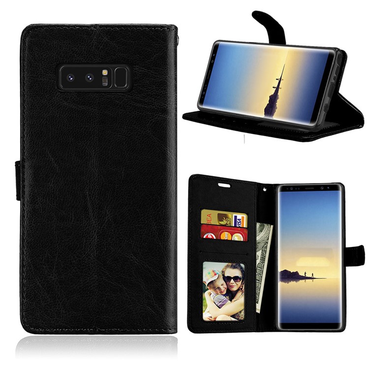 

Crazy Horse Wallet Leather Stand Case for Samsung Galaxy Note 8 SM-N950 - Black