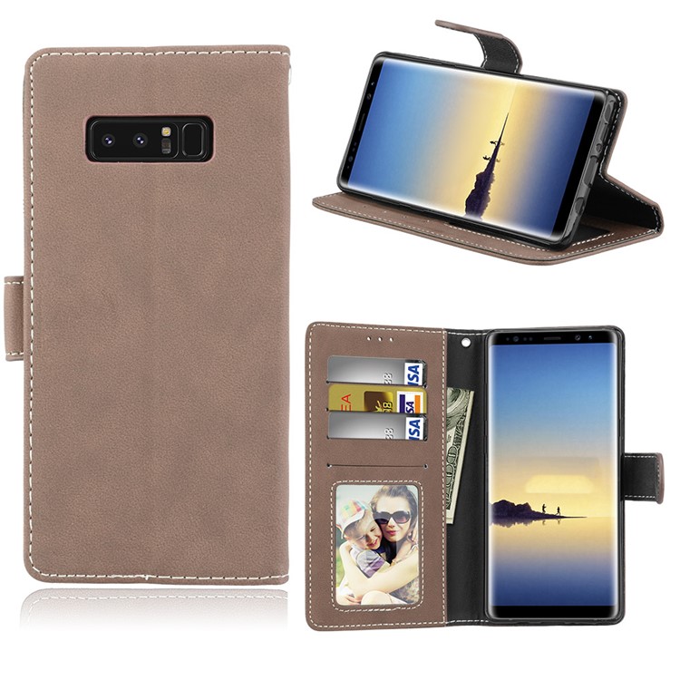 

Matte Surface Magnetic Leather Stand Case for Samsung Galaxy Note 8 SM-N950 - Khaki