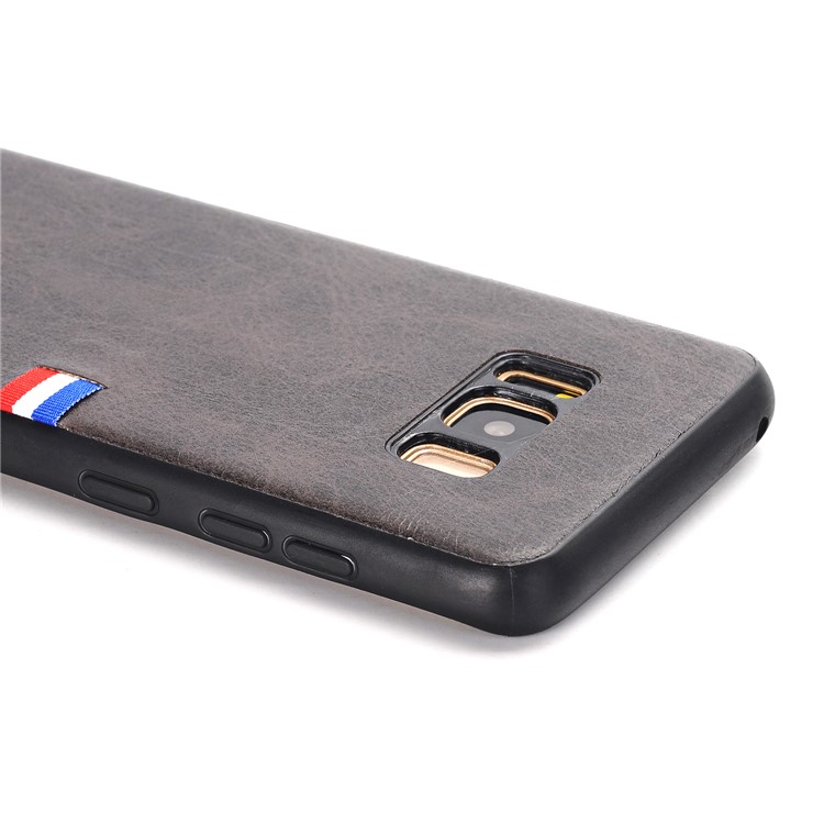 For Samsung Galaxy S8+ G955 Retro Style Crazy Horse Texture PU Leather Coated PC TPU Hybrid Back Case - Black-2