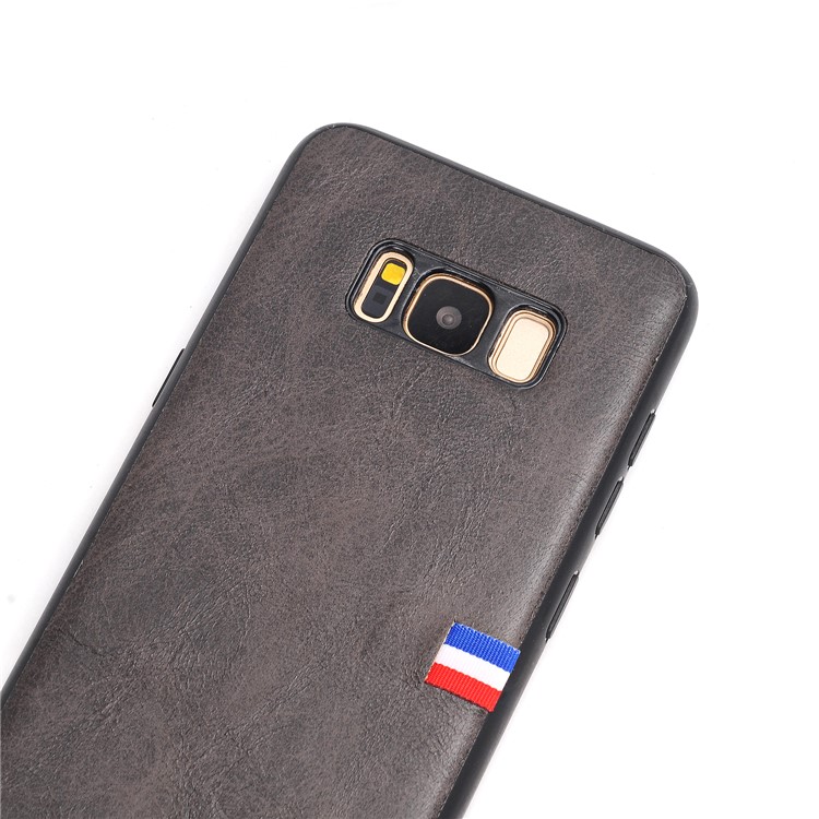 For Samsung Galaxy S8+ G955 Retro Style Crazy Horse Texture PU Leather Coated PC TPU Hybrid Back Case - Black-3