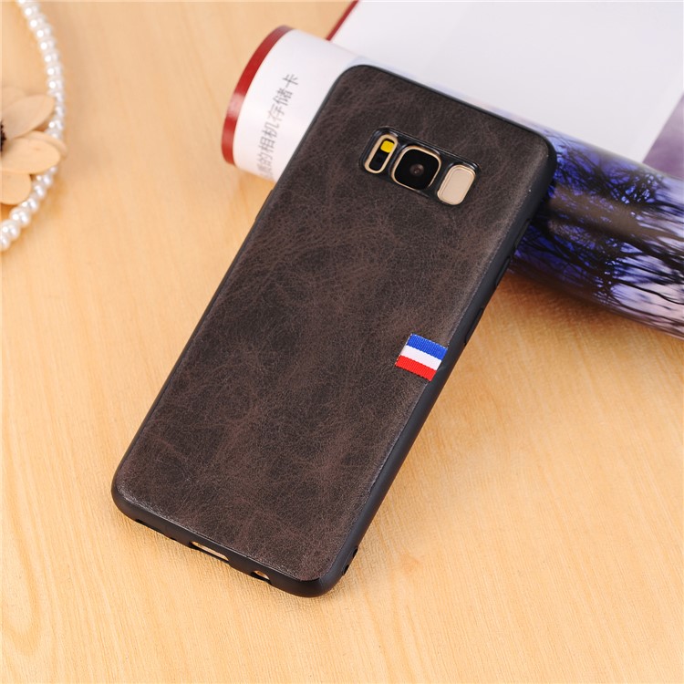 For Samsung Galaxy S8+ G955 Retro Style Crazy Horse Texture PU Leather Coated PC TPU Hybrid Back Case - Black-5