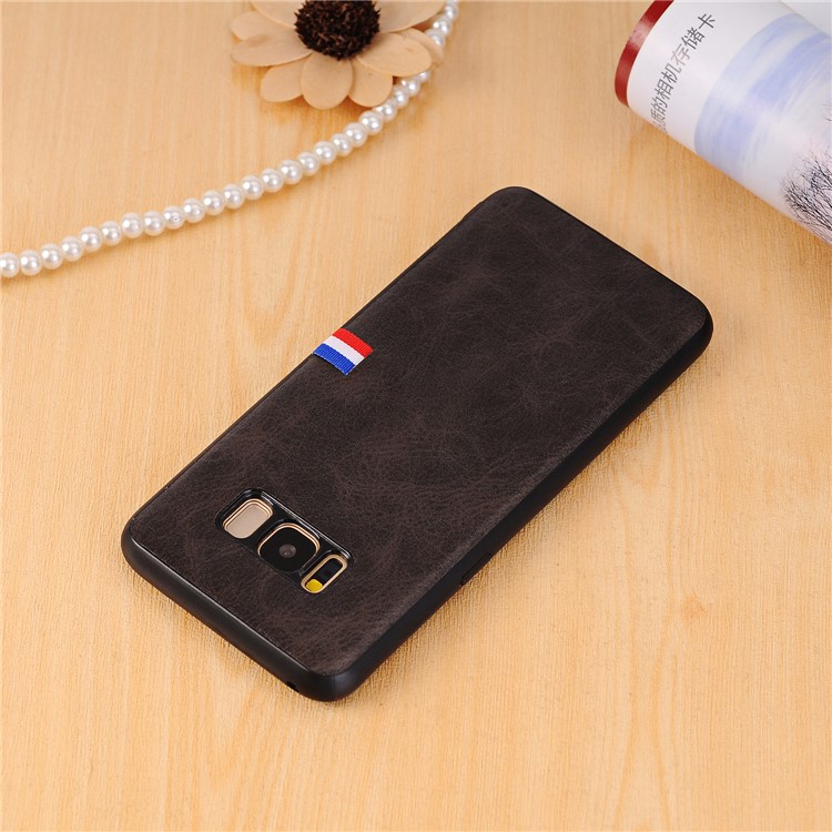 For Samsung Galaxy S8+ G955 Retro Style Crazy Horse Texture PU Leather Coated PC TPU Hybrid Back Case - Black-6