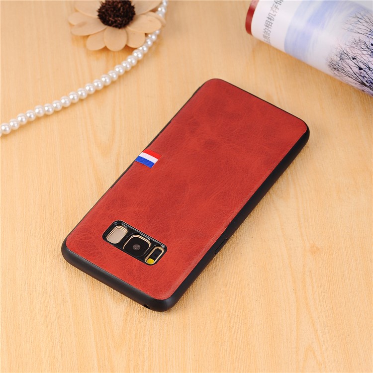 For Samsung Galaxy S8+ G955 Retro Style Crazy Horse Texture PU Leather Coated PC TPU Hybrid Protective Cover - Red-5