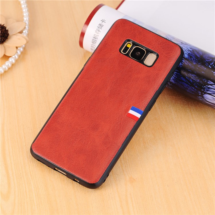 For Samsung Galaxy S8+ G955 Retro Style Crazy Horse Texture PU Leather Coated PC TPU Hybrid Protective Cover - Red-6