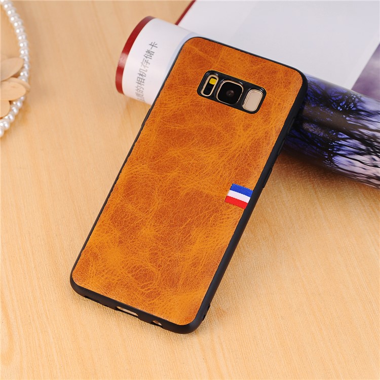 For Samsung Galaxy S8+ G955 Vintage Style Crazy Horse Grain PU Leather Coated PC TPU Hybrid Phone Shell - Brown-5