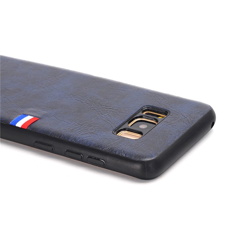 For Samsung Galaxy S8+ G955 Vintage Style Crazy Horse Texture PU Leather Coated PC+TPU Hybrid Mobile Cover Accessory - Dark Blue-2