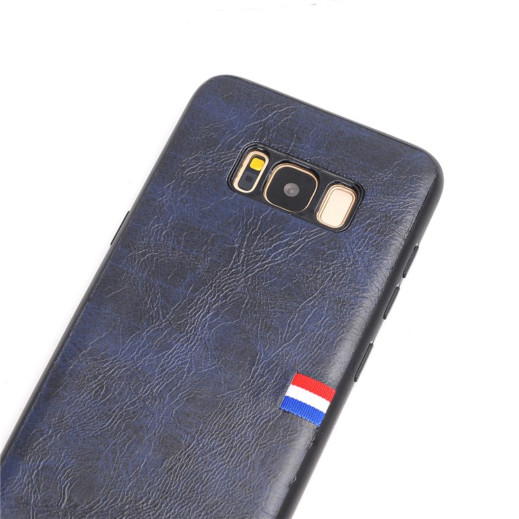 For Samsung Galaxy S8+ G955 Vintage Style Crazy Horse Texture PU Leather Coated PC+TPU Hybrid Mobile Cover Accessory - Dark Blue-3