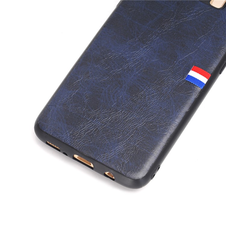 For Samsung Galaxy S8+ G955 Vintage Style Crazy Horse Texture PU Leather Coated PC+TPU Hybrid Mobile Cover Accessory - Dark Blue-4