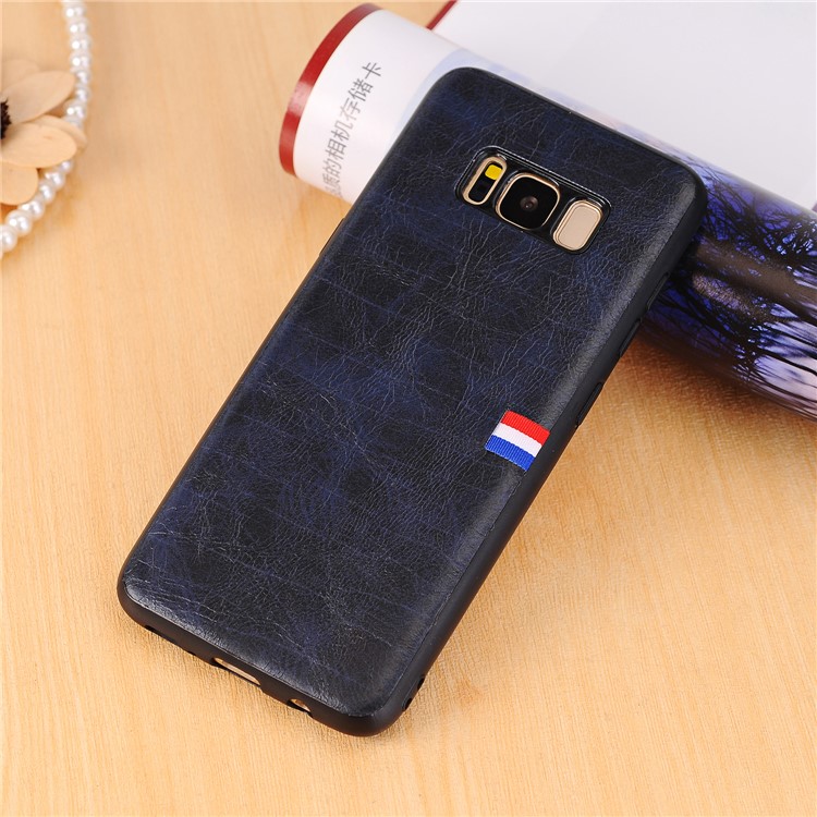 For Samsung Galaxy S8+ G955 Vintage Style Crazy Horse Texture PU Leather Coated PC+TPU Hybrid Mobile Cover Accessory - Dark Blue-6