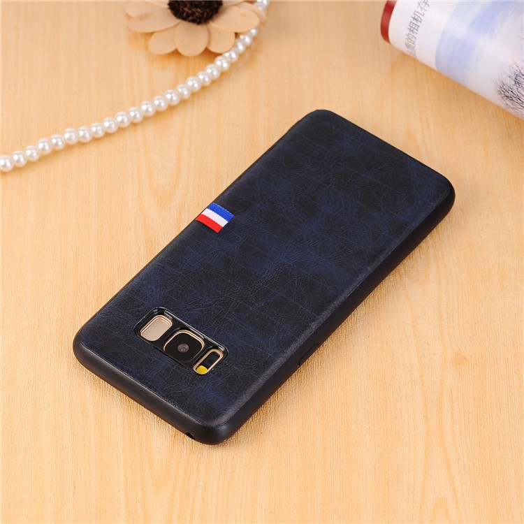 For Samsung Galaxy S8+ G955 Vintage Style Crazy Horse Texture PU Leather Coated PC+TPU Hybrid Mobile Cover Accessory - Dark Blue-8