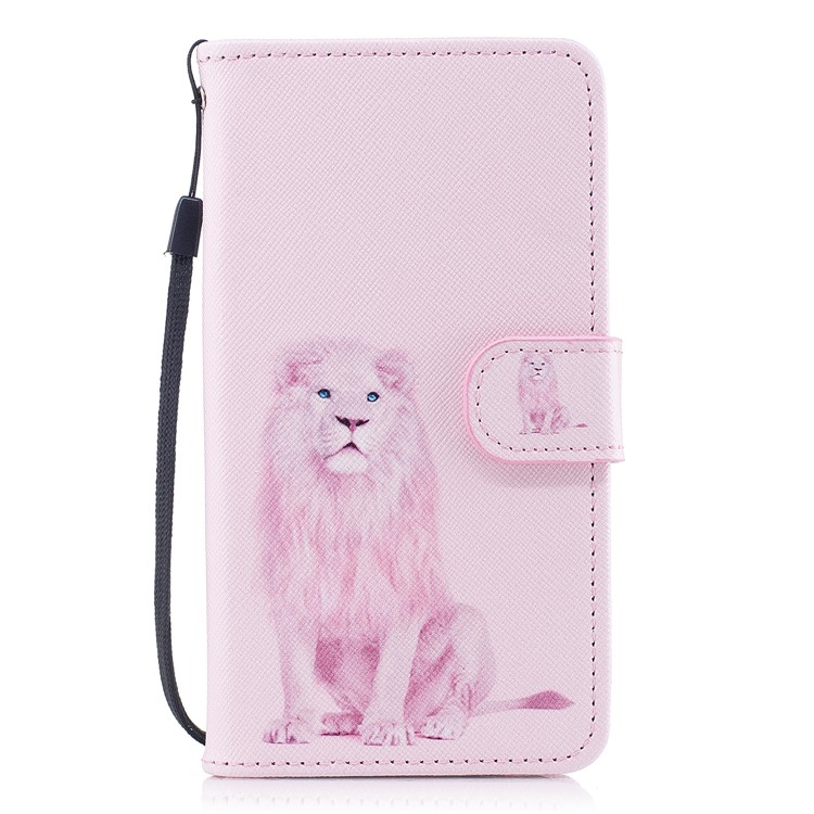 Pattern Painting Cross Texture Leather Wallet Stand Shell for Samsung Galaxy A5 (2017) SM-A520 - Lion-1
