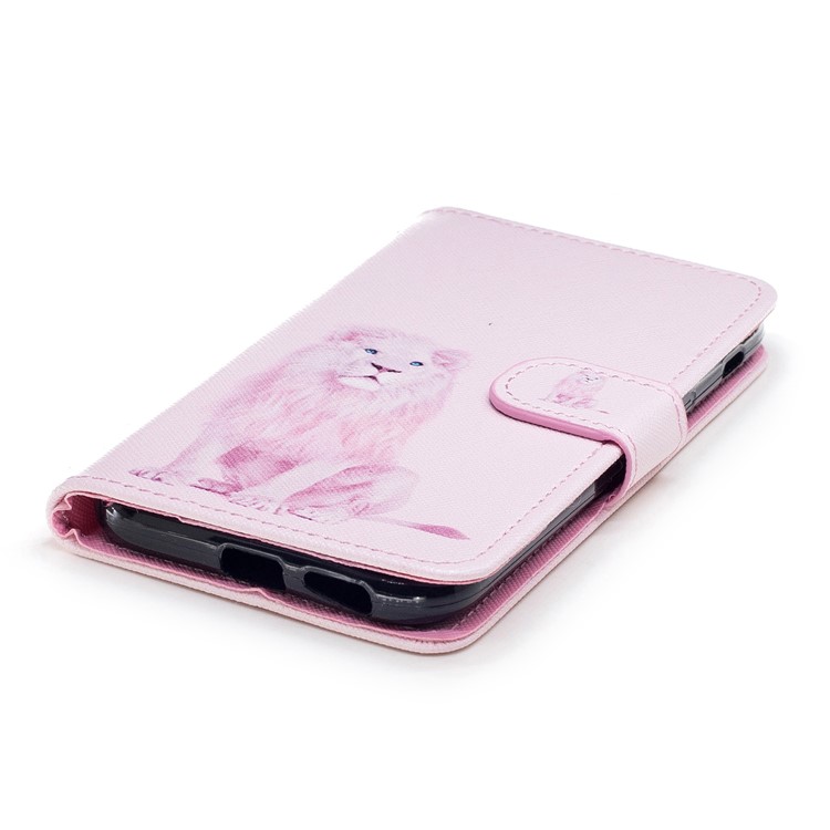 Pattern Painting Cross Texture Leather Wallet Stand Shell for Samsung Galaxy A5 (2017) SM-A520 - Lion-5