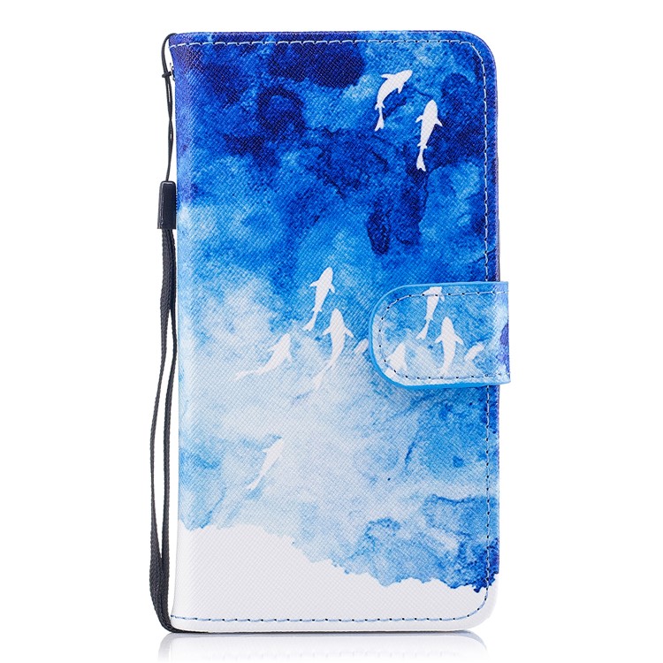 Pattern Painting Cross Texture Leather Wallet Stand Casing for Samsung Galaxy A5 (2017) SM-A520 - Fishes-1