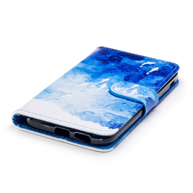 Pattern Painting Cross Texture Leather Wallet Stand Casing for Samsung Galaxy A5 (2017) SM-A520 - Fishes-5