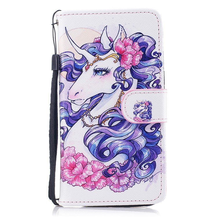 Pattern Painting Cross Texture Leather Wallet Stand Mobile Phone Case for Samsung Galaxy A5 (2017) SM-A520 - Beautiful Unicorn-1